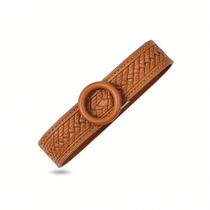 Cintura in pelle cerata con fibbia rotonda in diversi colori per accessori moda - Product Image 2