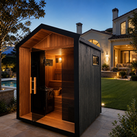 Nikmati Ruang Sauna Listrik Luar Ruangan Besar yang Dapat Disesuaikan, Terbuat dari Kayu Cedar Kanada Solid, untuk Halaman Belakang Villa, 9KW Uap Kering, Garansi 1 Tahun