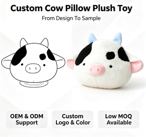 Cuscino Peluche a Forma <span class=keywords><strong>di</strong></span> <span class=keywords><strong>Mucca</strong></span> Personalizzato, Super Morbido, Accetta il Tuo Disegno, Logo Personalizzato, Imbottitura in Cotone PP, Giocattolo Unisex a Forma <span class=keywords><strong>di</strong></span> Animale - Product Image 1