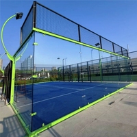 Terrain de paddle-tennis panoramique professionnel classique en plein air avec gazon artificiel pour la compétition et l'entraînement