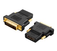 Convertisseur DVI HDTV 4K Femelle-Mâle DVI-D (24+1) avec Connecteur Doré pour Ordinateur, Gaine PVC Combinée
