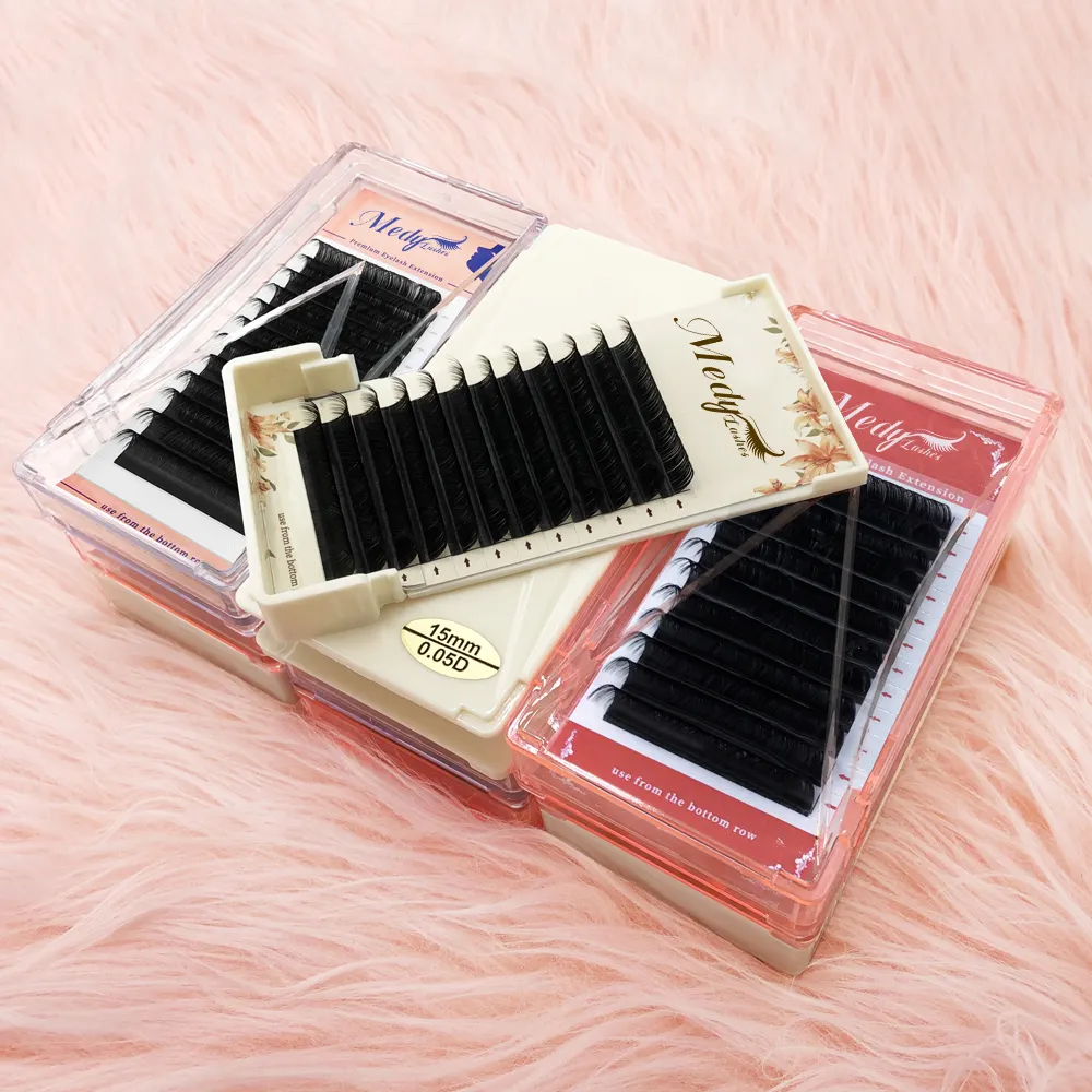 Medylashes ขนตาปลอมมิงค์ปริมาณผ้าไหมขนตาผู้ผลิตส่วนขยายกํามะหยี่ผ้าไหมรัสเซียส่วนบุคคลขนตาต่อขยาย