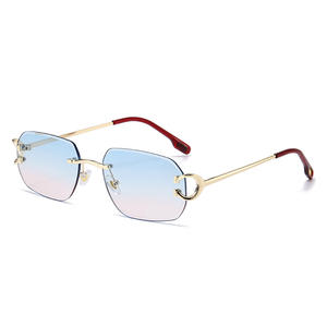 <span class=keywords><strong>Gafas</strong></span> de <span class=keywords><strong>Sol</strong></span> SPUKA 7046 Ovaladas sin Montura para Hombre y Mujer, Montura de Lujo con Corte de Borde, Lentes Degradadas con Protección UV400, Logotipo Personalizado - Product Image 5