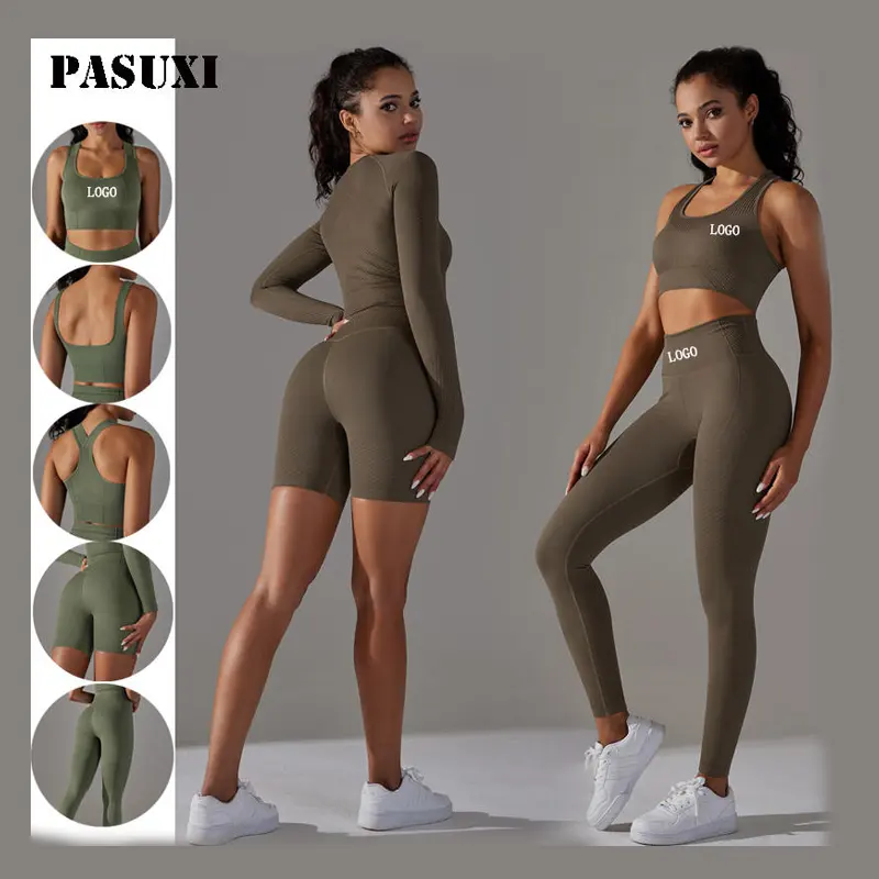 PASUXI ชุดเลกกิ้งออกกำลังกาย,ใหม่ปี2023ชุดเลกกิ้งสปอร์ตบราใส่ออกกำลังกายสำหรับผู้หญิงชุดโยคะขนาดใหญ่พิเศษ