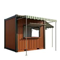 Kiosque Conteneur Préfabriqué 10 pieds Design Rustique Cuisine Commerciale Complète Auvent Rabattable pour Marchés Extérieurs & Parcs Agricoles Service Alimentaire