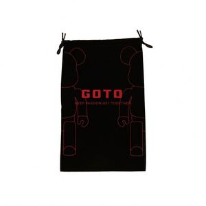 ZEHUI Factory Supply <b>Black</b> Velvet Flocking Storage Shopping Bag <b>Cloth</b> Bag Double Drawstring Full-printed Logo Wholesale Bulk OEM - Product Image 5
