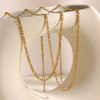 Collier chaîne Figaro minimaliste en acier inoxydable plaqué or 18 carats PVD, sans ternissement, pour femme, accessoires de bijouterie