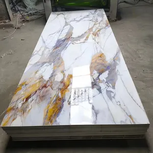 Lange angepasste 4 x 8 dekorativer Stein hochglanz-UV-Platte PVC-Marmorplatte für Innenwandgebrauch
