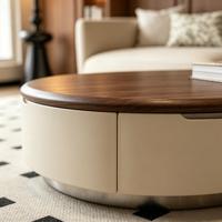 Table basse extensible et rétractable de style rétro légèrement luxueuse, en bois massif avec plateau en marbre, mobilier moderne pour salon de style européen