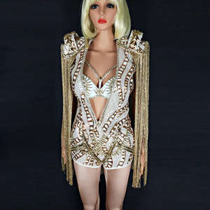 Traje de Baile <span class=keywords><strong>Gogo</strong></span> Personalizado con Pedrería para Mujer en Poliéster Estilo Televisión y Cine para Discotecas y DJ - Product Image 5