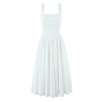 Robe midi élégante de style français, robe sexy à bretelles spaghetti, robe d'été pour la plage pour femmes
