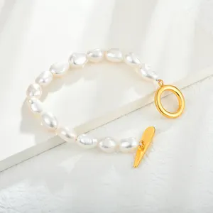 18 Karat vergoldetes Sterling silber Schmuck Armband unregelmäßige Natur Süßwasser perlen Perlenkette Süßwasser perlen Armband
