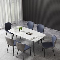 Mobilier de cuisine de luxe table et chaises de salle à manger ensemble de table rectangulaire en pierre frittée