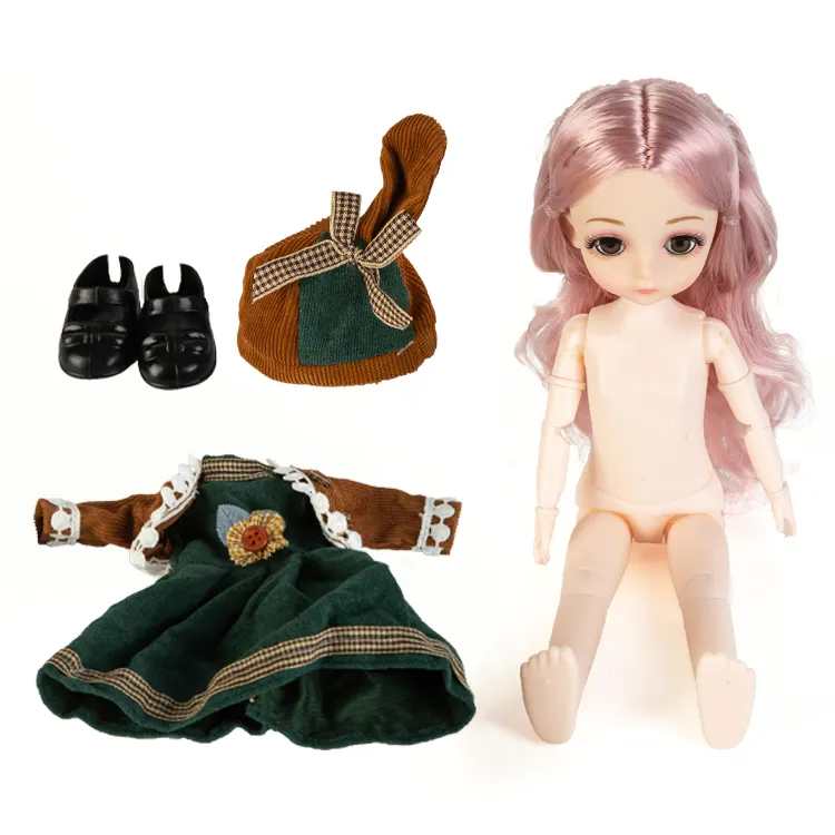 Plastik bebek bebek kızlar için dekorasyon çocuk oyuncakları prenses moda küçük bebek seti giysi ve şapka ile