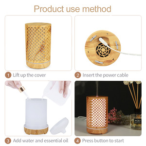 Wood Grain Aroma Diffuser 100ml Ultrasonic Humidifier With Led Light <b>For</b> <b>Home</b> Office Use - Product Image 3