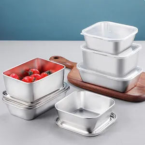 metal container restaurant house home office stainless steel food container storage with plastic lid