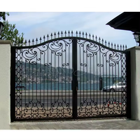 Portes coulissantes en fer forgé de luxe pour la sécurité du jardin, conception de grille double, portail d'entrée principal, portails en fer forgé