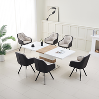 Ensemble de table à manger en bois nordique moderne et élégant, 6 places, rectangulaire, blanc, extensible, meubles de salle à manger