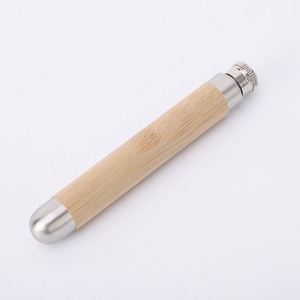 Botella de Acero Inoxidable Tubular con Fondo Redondo, Diseño de Madera/Bambú, Venta al Por Mayor - Product Image 3