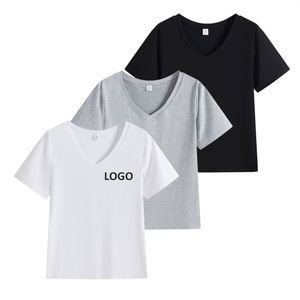 Camiseta Personalizada para Mujer, Corte Regular, 200gsm, Modal, Informal, a la Moda, Manga Corta, Cuello en V - Product Image 1