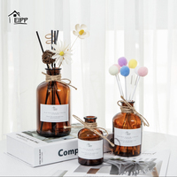 30ml 50ml 125ml 250ml Diffuseur en verre transparent ambré Flacons de parfum noirs avec boîte Bouchon en bois Flacon diffuseur de décoration intérieure