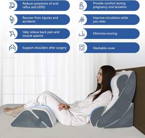 Ensemble d'oreillers en mousse à mémoire de forme post-chirurgie, soutien du dos, du cou et des jambes, reflux acide, anti-ronflement, 6 pièces, <span class=keywords><strong>cale</strong></span> de lit orthopédique amovible - Product Image 2