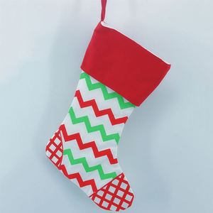Calcetín Navideño Personalizado de Boutique con Rayas Onduladas, Bordado, Cuadros y Puntos para Decoración del Hogar - Product Image 2