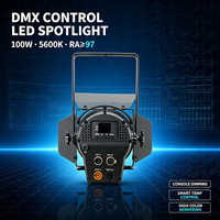 Projecteur LED Fresnel professionnel 100W zoomable, Ra97, CRI élevé, 5600K, blanc lumière du jour, portable, en alliage d'aluminium, DMX, dimmable