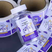 Etiquetas Adhesivas Personalizables para Comida de Mascotas, Lindas Pegatinas para Gatos y Cachorros, Etiquetas Reflectantes de PVC en Rollo para Latas y Frascos de Mascotas, Venta Internacional