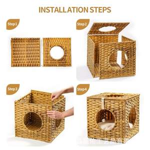 Casa para Perros Extra Grande, Plegable, Ecológica, para Invierno, Cama Interior para Mascotas, Refugio de Ratán de Doble Cara, Tejido a Mano - Product Image 3