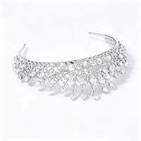 Couronnes et diadèmes élégants vintage en cristal CZ marquise, bandeaux royaux argentés pour mariée, accessoires de cheveux de mariage pour femmes