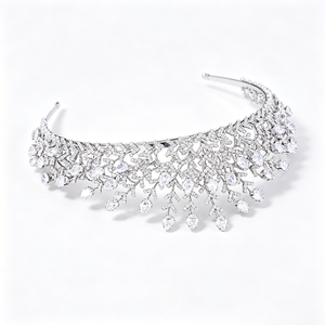 Couronnes et diadèmes élégants vintage en cristal CZ marquise, bandeaux royaux argentés pour mariée, accessoires de cheveux de mariage pour femmes - Product Image 5