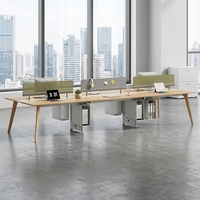 Poste de travail en îlot de bureau, bureau informatique moderne en bois, station de travail avec cloison pour employés, ensemble de mobilier de table pour personnel, vente en gros