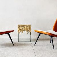 Table basse moderne et créative en laiton, style luxe léger, motif goutte d'eau, pour villa, chambre, salon, table d'appoint