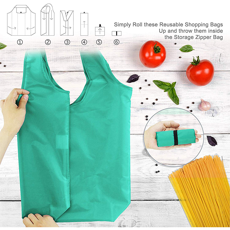 Eco friendly wholesale polyester custom foldable reusable shopping bags
