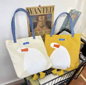 Hot Sale Custom Cartoon Duck Print Cotton <strong>Canvas</strong> Extra Large School Shoulder <strong>Shopper</strong> Tote Bag with Cute Feet - Product Image 2