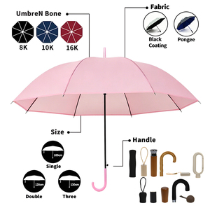 Custom Logo 23 Inch J-Hook Handle Straight Rain <b>Umbrella</b> for Women, <b>Windproof</b> Customized Branded Promotional <b>Umbrellas</b> - Product Image 4