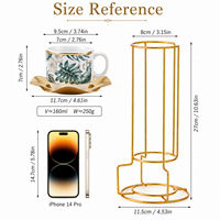 Nouvel ensemble de quatre tasses en céramique rétro créatives avec design empilable 3D et support en fer pour tasses à lait/café/eau, motif floral
