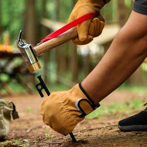 Marteau multifonctionnel en laiton pour l'extérieur, avec manche en bois, extracteur de piquets de tente, outil de sécurité pour le camping et la randonnée, 30cm - Product Image 2