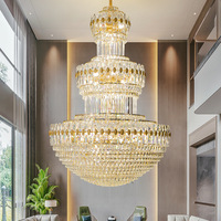 Lustres en cristal LED personnalisés, style européen moderne, luxe, or, pour hall d'hôtel, mariage, décoration de plafond, escalier, maison