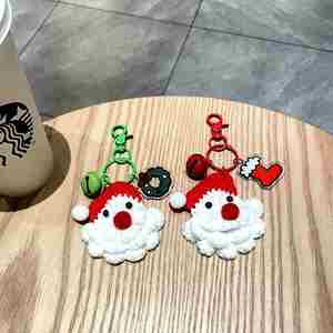 Handmade Crochet Santa Keychain Set Christmas Themed Bell <b>Keyring</b> <b>Cute</b> Knitted Santa Claus Bag Charm for Xmas Decoration - Product Image 4