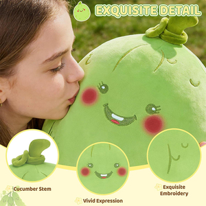 Nouvelle conception créative originale, peluche ronde verte en forme de cornichon, adorable jouet en peluche souple en forme de concombre, cadeaux pour enfants - Product Image 3