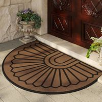 Tapis d'entrée de luxe à motif soleil, tissé en demi-fibre de coco, antidérapant, naturellement absorbant, pour porte d'entrée, intérieur/extérieur