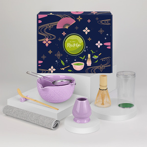 Juego de Matcha de Cerámica de Alta Calidad Estilo Japonés de 7 Piezas, Tazón de Matcha Tradicional Grabado, Cepillo de Té, Batidor de Bambú, Kit de Inicio - Product Image 1