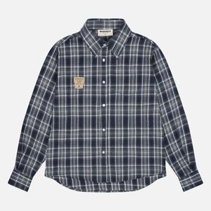 Too <b>Bad</b> Flannel <b>Shirt</b> Regular Fit Warm Plaid Summer Basic with Back Embroidery and Front Leather Label Patch - Product Image 1