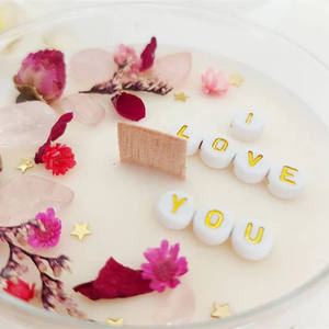 Huaming, mensaje oculto personalizado, piedra preciosa de cristal de cuarzo rosa, mensaje secreto romántico personalizado, vela perfumada con flores rojas en el interior - Product Image 3