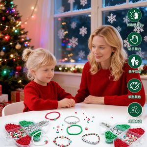 Kit de Cuentas para Árbol de Navidad, 286 Piezas, Dijes de Alfabeto de Plástico, Set de Fabricación de Joyería DIY con Cuerda y Herramientas para Manualidades Navideñas - Product Image 2