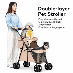 <span class=keywords><strong>Poussette</strong></span> pliable pour animaux de compagnie à double couche, tissu Oxford, cadre en métal. 4 <span class=keywords><strong>roues</strong></span>, double freinage. Grande capacité, durable, pour chats et chiens. - Product Image 1