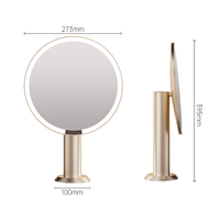 Miroir de maquillage pour coiffeuse, miroir LED rond doré de 9,6 pouces pour chambre d'hôtel, chambre à coucher, salon, maquilleur