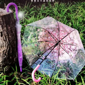 Parapluie délicat à motif floral de cerisier Sakura avec impression florale personnalisée sur toute la surface, en polyester, poignée en plastique - Product Image 2